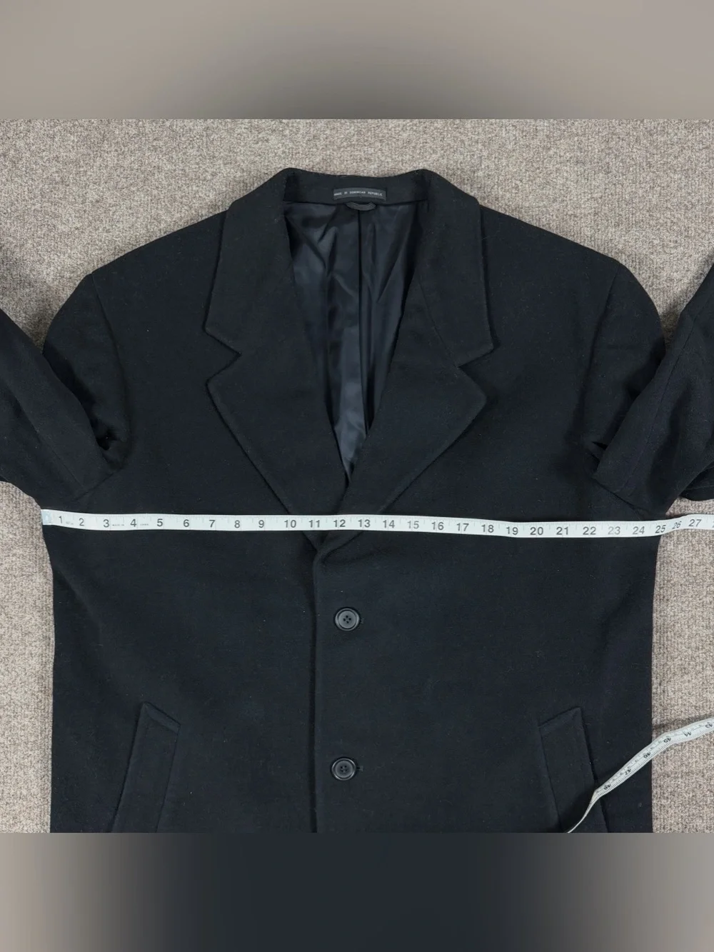 Vintage Black Wool Cashmere Long Overcoat Men’s 42 Large Single Breasted Coat_8